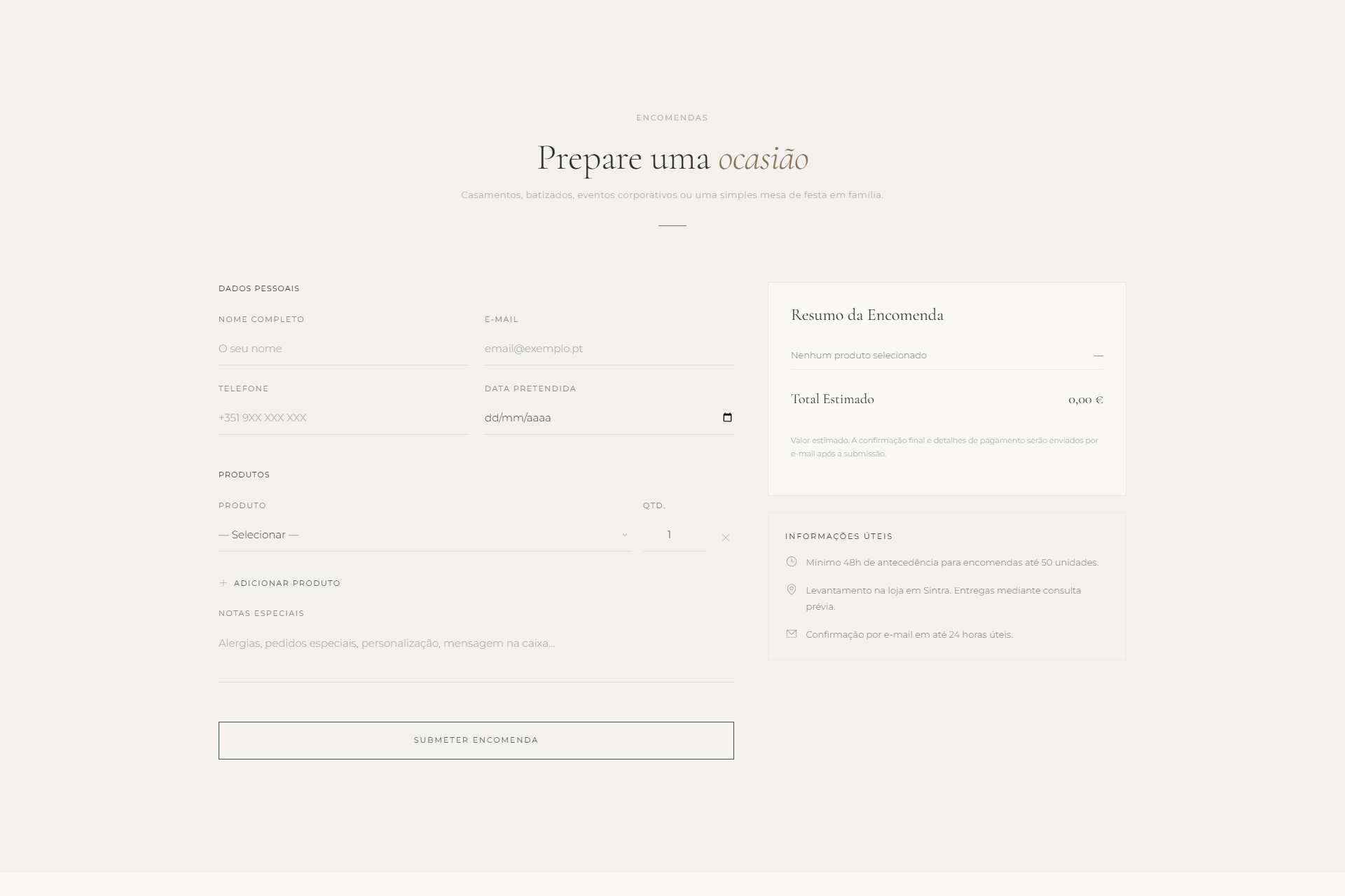 Travesseiro Real — Encomendas